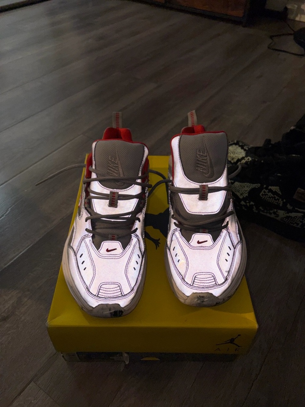 Nike m2k Tekno Reflective White & Red Athletic Shoes